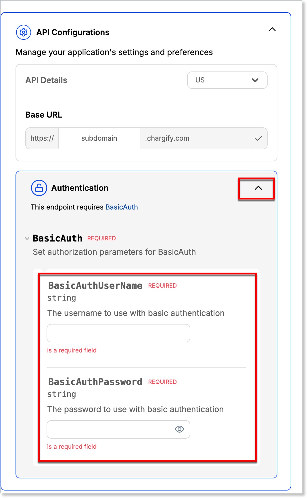 BasicAuth dropdown