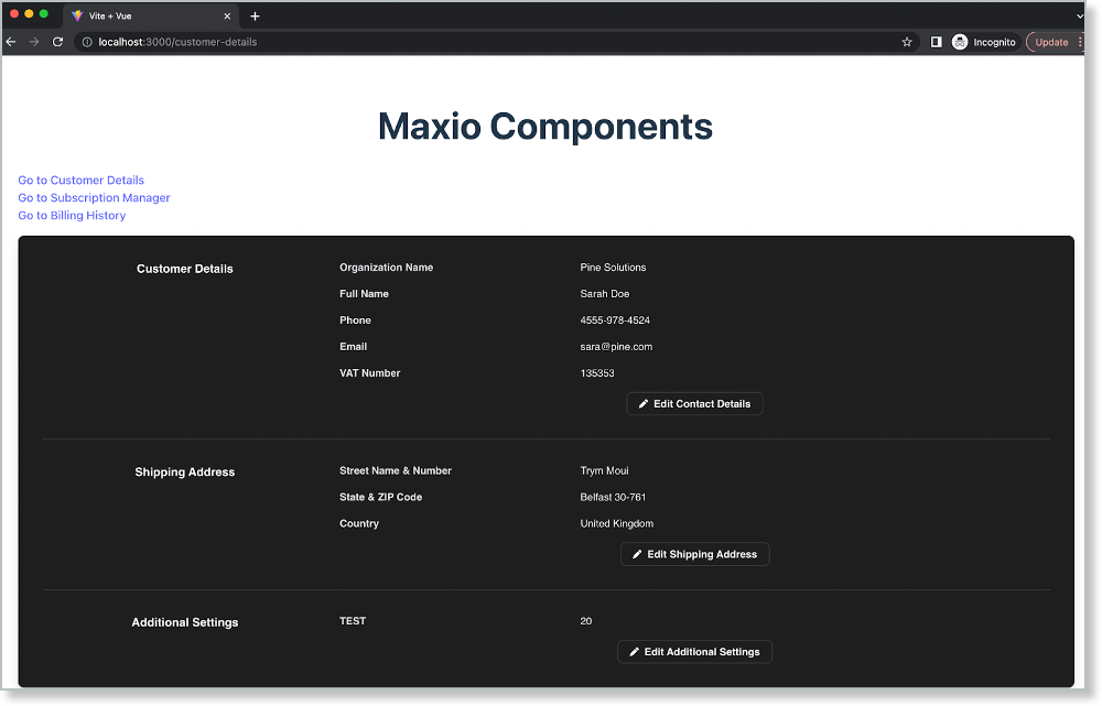 Embeddable Components localhost
