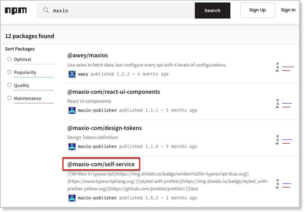 self-service npm package