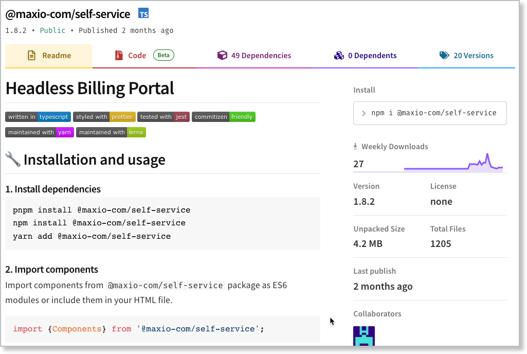 self-service npm package