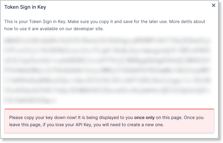 Token Sign in Key
